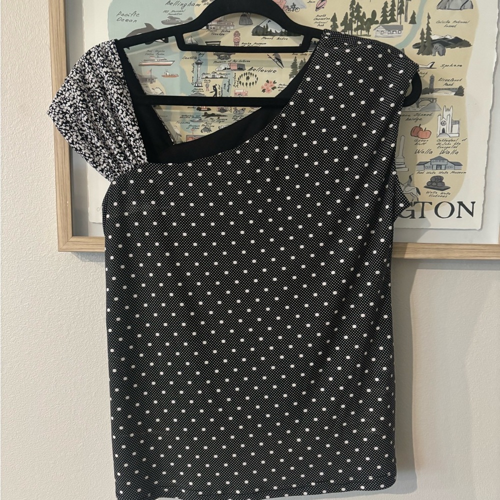 Joseph Ribkoff Black and White Asymmetrical Blouse